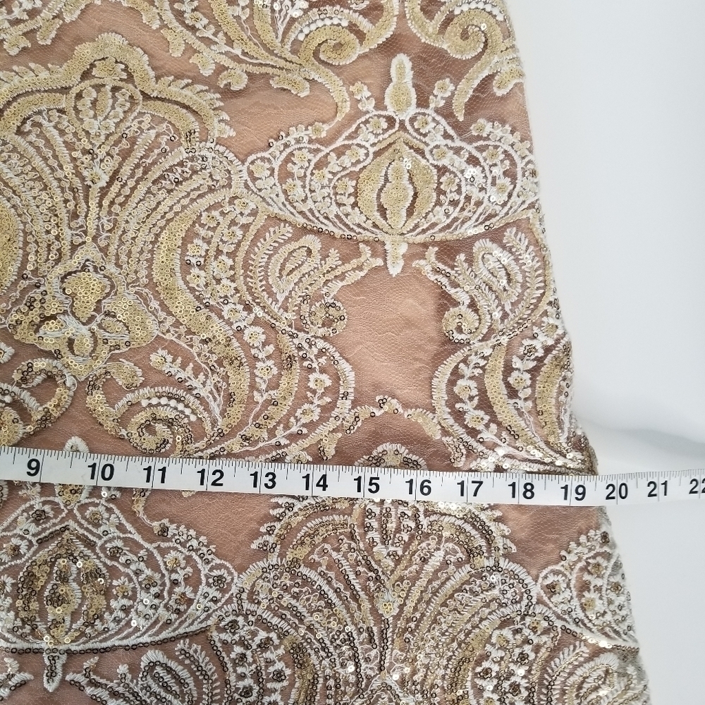 Free People Night Shimmers Mini Dress Lace Sparkly Size S Ivory/Beige Neutral - Picture 4 of 14